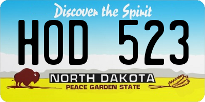 ND license plate HOD523