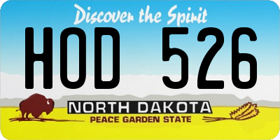 ND license plate HOD526