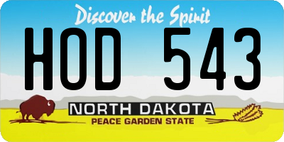 ND license plate HOD543