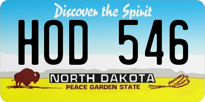 ND license plate HOD546