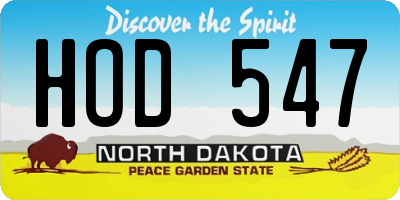 ND license plate HOD547