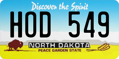 ND license plate HOD549