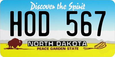 ND license plate HOD567