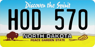 ND license plate HOD570