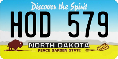 ND license plate HOD579