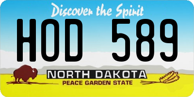 ND license plate HOD589