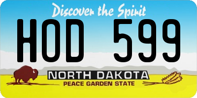 ND license plate HOD599