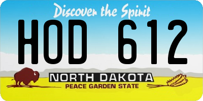 ND license plate HOD612