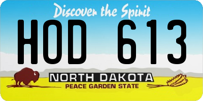 ND license plate HOD613
