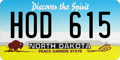 ND license plate HOD615
