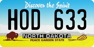 ND license plate HOD633