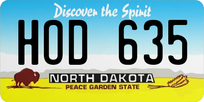 ND license plate HOD635