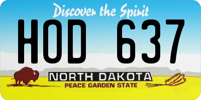 ND license plate HOD637