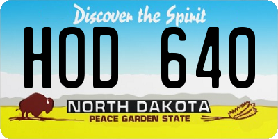 ND license plate HOD640