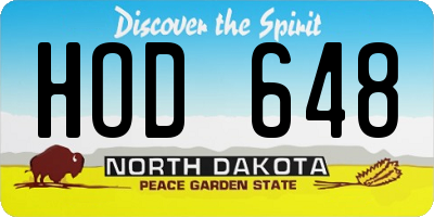 ND license plate HOD648