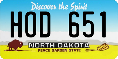 ND license plate HOD651