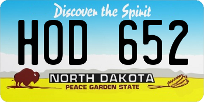 ND license plate HOD652