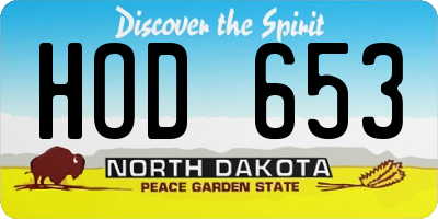 ND license plate HOD653