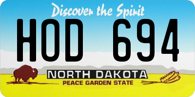 ND license plate HOD694