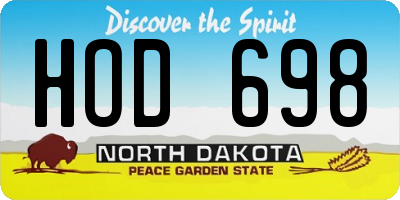 ND license plate HOD698