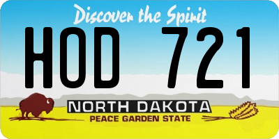 ND license plate HOD721