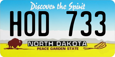 ND license plate HOD733