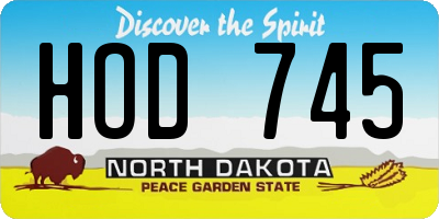 ND license plate HOD745