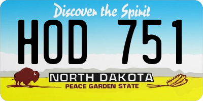 ND license plate HOD751