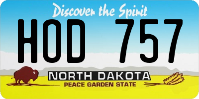 ND license plate HOD757