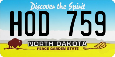 ND license plate HOD759
