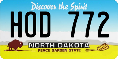 ND license plate HOD772