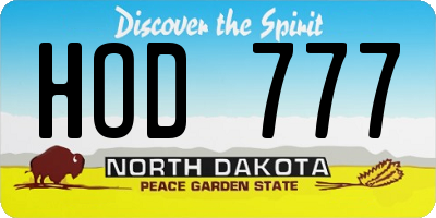 ND license plate HOD777