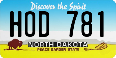 ND license plate HOD781