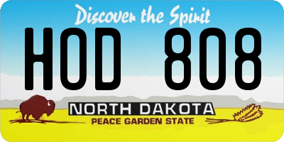 ND license plate HOD808