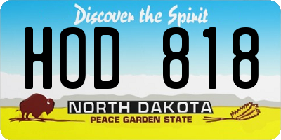 ND license plate HOD818