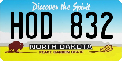 ND license plate HOD832