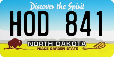 ND license plate HOD841