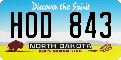 ND license plate HOD843