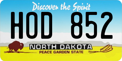 ND license plate HOD852