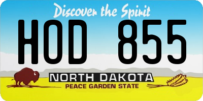 ND license plate HOD855