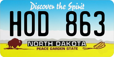 ND license plate HOD863