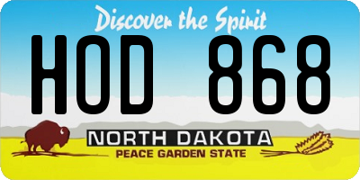 ND license plate HOD868
