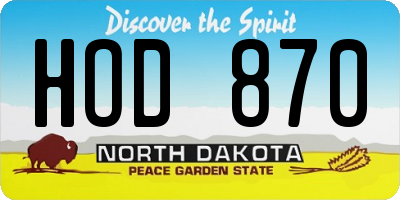 ND license plate HOD870