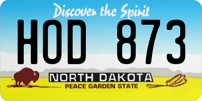 ND license plate HOD873