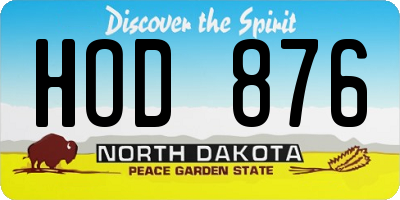 ND license plate HOD876