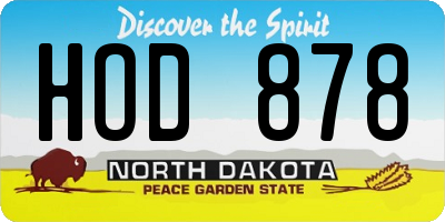 ND license plate HOD878