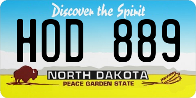 ND license plate HOD889