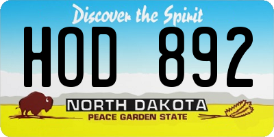 ND license plate HOD892