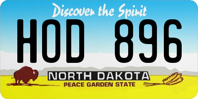 ND license plate HOD896