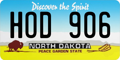 ND license plate HOD906